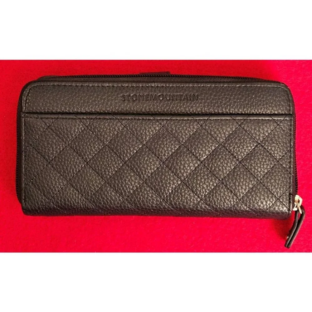 Stone Mountain Ludlow Navy SLG Zip Around Leather Clutch Wallet‎